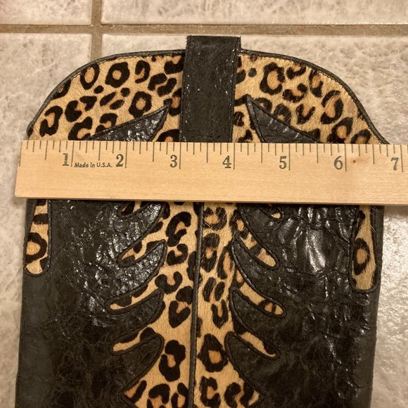 Women's black with leopard trim cowboy boots size 7 - Picture 9 of 10